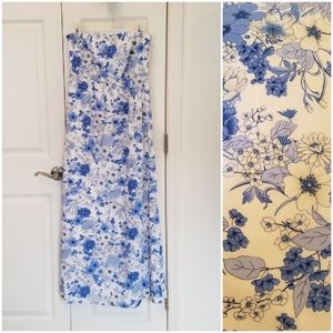 Old Navy Blue and White Floral Strapless Dress